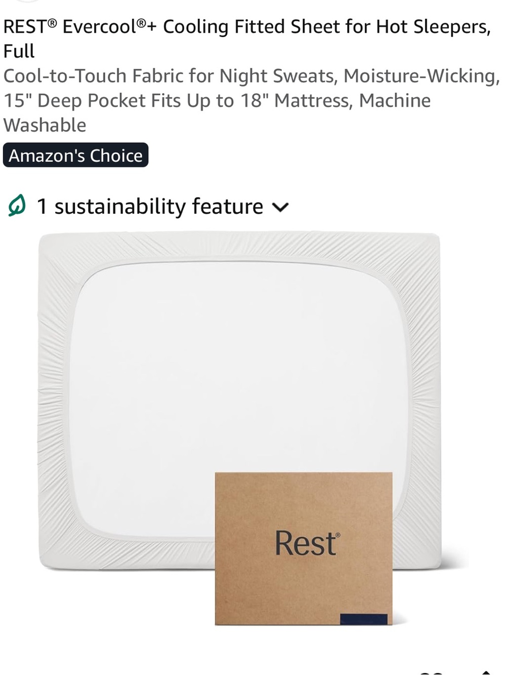 NEW in box REST Evercool + Cooling Fitted Sheet — Full , Arctic White